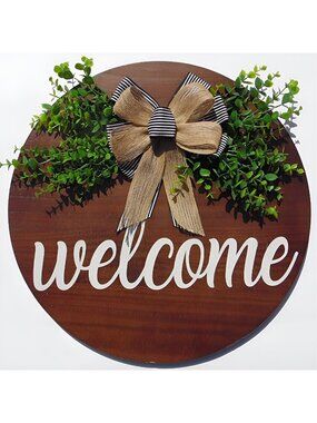 Welcome Wreaths Front Door Sign Decorations for Home Thanksgiving Christmas Gift